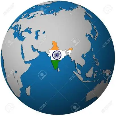 Cara Exim About Us globe image with India map highlighted in Indian flag colors
