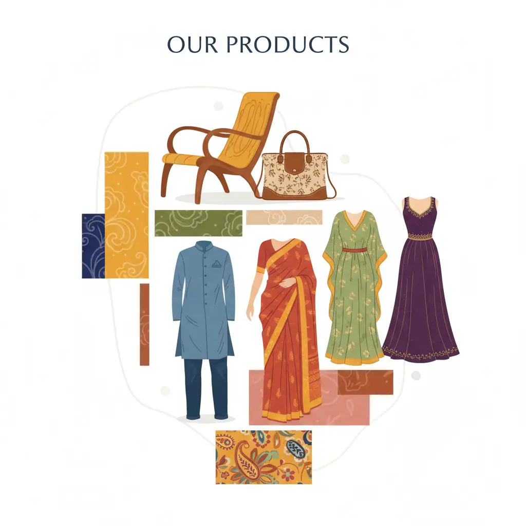 Cara Exim product showcase—handicrafts, garments, and textile collections